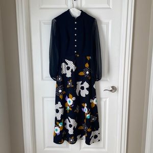 Vintage Long Sleeve, collar neck dress